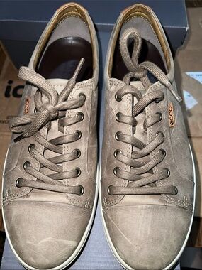 Ecco Men's Lace-Up Sneakers in Taupe Suede